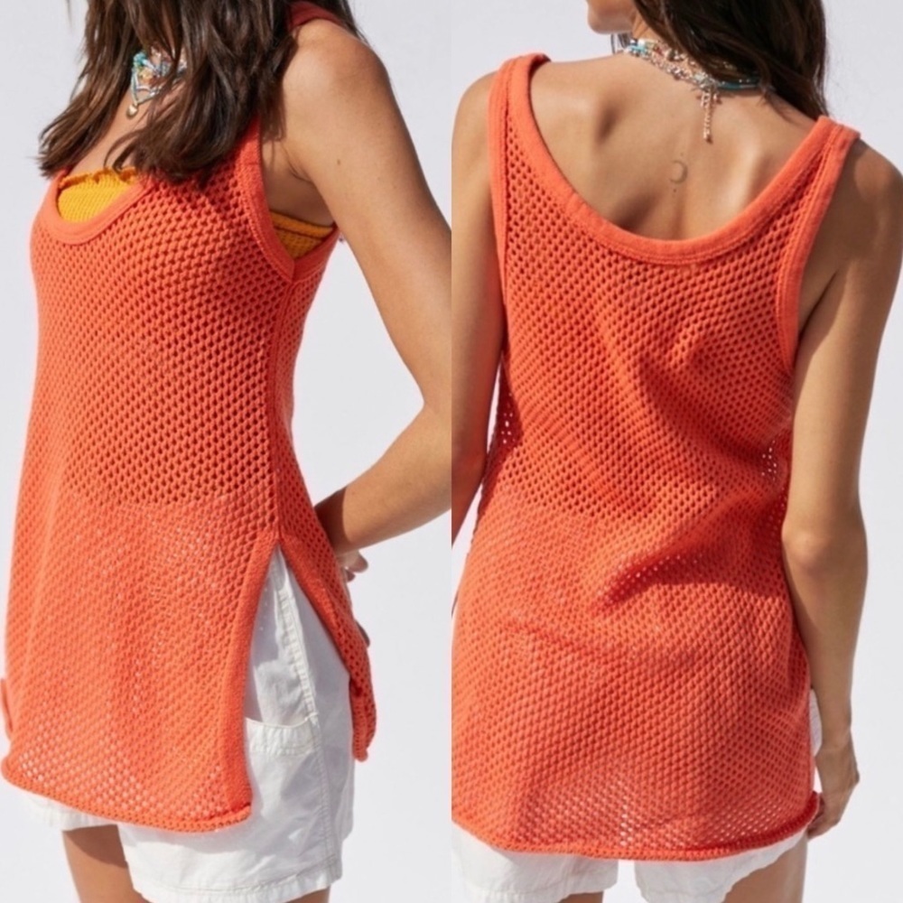 NWT Urban Outfitters BDG Tybee Mesh Sweater Tank Top in Orange